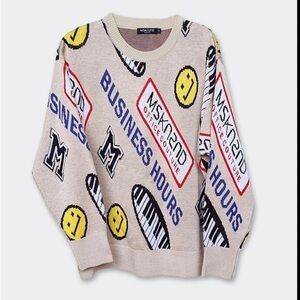 MSKN2ND OFFICE COUTURE PATTERN SWEATER BEIGE,‎ size small